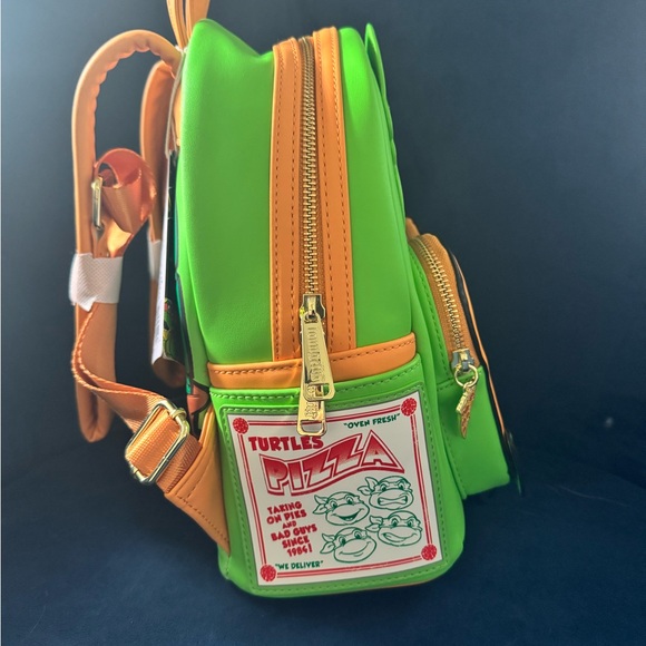 Loungefly TMNT Green and Orange Backpack - Picture 4 of 4